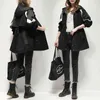 Kvinnor Streetwear Casual Trench Coat Spring Höst Mode Koreanska Oversize Hooded Long Coats Kvinna Patchwork Plus Storlek Jacka 210525