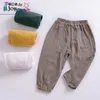 Kızlar Pamuk Pantolon Çocuk Pantolon Bebek Giysileri Erkek Bloomers Saf Renk Çocuklar Rahat Tayt Pantolon Bahar Sonbahar Yeni 210413