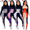 Femmes Survêtements Designers Vêtements 2023 Joggers Costume Ensembles Panneaux Couleur Mode Slim correspondant crop top Hip gym leggings Serré Deux Pièces Ensemble 818