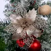 Christmas Decorations LuanQI 5Pcs Glitter Artifical Flowers Xmas Tree Pendant For Home Navidad Ornament Year Gift