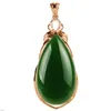 Kristallfrauen Halsketten Anhänger Tropfenförmige grüne Birnenförmige 18k Rose Clawicle Kette Gold Silber überzogen