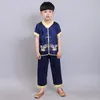 Kungfu kläder passar baby pojke kinesiska traditionella kostymer barn cardigan tee skjorta byxa tang sport kostym mjuk broderi 2104056186