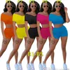 Sexy Femmes Survêtements designer 2023 nouveau Simple Pure Color O Cou À Manches Courtes Bro Et Deux Pièces Ensemble Casual Lady Mode Sportswear Vêtements