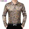 Luxury Paisley Satin Tuxedo Shirt Men Brand Slim Fit Silk Like Mens Camicie eleganti Casual Smooth Party Social Shirt 4XL 210522