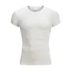 Gym T-shirt Män Kortärmad Stickad Tshirt Sport Strips Slim Tee Shirt Man Fitness Bodybuilding Workout Topps Sommar kläder 210421