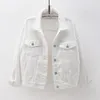 Women's Jackets Plus Size Denim Jacket Spring Autumn Short Coat Pink Jean Casual Tops Purple Yellow White Loose Outerwear KW02