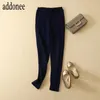 Pantalones pitillo de lana de Cachemira para mujer, estilo deportivo, de alta calidad, para otoño e invierno, a la moda, informales, con fajas salvajes, de cuerpo entero, sueltos, para mujer