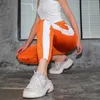 Casual Patchwork Ołówek Spodnie Wysokiej Talii Spodnie Pas Pas Kobiet Pomarańczowe Zipper Kieszonkowe Spodnie dresowe i Joggers Fitness 210607