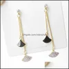 Stud JewelryStud Sweet Girl Earrings Fashion Super Fairy Ladies Wild Slim Thin Fan-Faned Tassel Long Groothandel Drop Delivery 2021 Lia6h