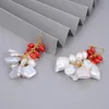 Guaiguai Bijoux Natural White Cultured Keshi Pearl Red Rice Coral Hook Ooys For Women Lady Girl Gift Jewelry4964136