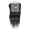 7x7 HD Lace Closures Brazilian Indian Raw Virgin Hair Straight Natural Color Bleached Knots for Women 1PCS