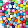 Silicone Bead Wholesale 500pcs/lot Silicone Beads 12mm & 15mm Round Shape Baby Teether BPA Free DIY Teething Accessory 2644 Q2