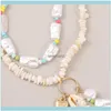 Hangers sieraden 2 stks/set boho gouden hartschelp hanger witte natuursteen kettingen voor vrouwen mode colorf kralen parel kralen ketting