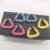 Coreano 2021 Pelle Triangolare Intrecciata Druzy Rosa Giallo Blu Donne Grandi Orecchini Gioielli Sieraden Joyas Boho