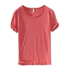 Lato 100% bawełna T-shirt Mężczyźni O-Neck Solid Color Casual Cienki T Shirt Podstawowe Tees Plus Rozmiar Krótki rękaw Topy Y2450 210726