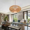 Подвесные светильники натуральные ротанга плетеные висячие лампы китайский стиль подвеска винтаж для гостиной столовая зона освещение