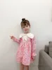 Luxury Children Robe imprimée florale Designer Kids Kids Square Square Long Manches à manches longues Robes 2021 Automne Girls Princess Clothing A76864825