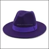 Wide Brim Hats & Caps Hats, Scarves Gloves Fashion Aessories All-Match Simple Church Derby Fedora Hat Solid Wool Felt For Men Women Autumn W