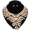 Women Crystal Gold Color Fashion Necklace Earring African Costume Nigerian Wedding Accessories Jewelry Set