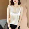 Elegant White Tank Top Satin Vest Women Fashion Lace Collar Plus Size Clothing Sexy V-neck Embroidery Sleeveless 13695 210506