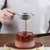 Kinesisk Vintage Gongfu Tea Infuser Spice Strider Återanvändbar Rostfritt Stål Dual Fine Mesh Tekanna Lösa Tea Leaf Filter Keramiska handtag Köksartiklar JY0811