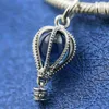 Solid 925 Sterling Silver Blue Hot Air Balloon Pendant Charm Bead Fits European Pandora Jewelry Charm Beads Bracelets