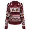 Lelijke kerst trui eland kerstboom patroon trui gebreide trui ronde hals vrouwelijke trui jumper y1118