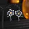 Sinzry Bridal Kostym Smycken Aaa Cubic Zircon Flower Luxury Korean Dangle Örhängen Kvinnor
