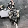 Autumn and winter Hepburn style black and white knitted women's suit fashion sweater harem pants net red 2-piece set 210331