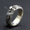 S925 Sterling Silver Punk Rings Hand Make World War Second Army Fan Medal Honor Pure Argentum Skull Jewelry for Men and Women