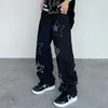 Männer Jeans Y2k Männer Stern Gedruckt Hosen Herbst Koreanische Mode Gothic High Street Stil Lose Beiläufige Dünne Gerade Breite bein Hosen