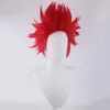 Min Boku Ingen Hero Academia Eijirou Kirishima Eijiro Korta Röd Värmebeständig Cosplay Kostym Wig + Cap Y0913