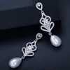 Lyxig designer örhänge S925 Sterling Silver Post Charm Pearl Örhängen AAA Cubic Zirconia Koppar Smycken Rose Guld Örhängen för Kvinnor Tjej Valentinsdaggåva