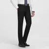 Polecane letnie cienkie slim fit biznesowe mężczyźni formalny garnitur spodnie ślubne oblubieńki spodnie 28 ~ 40 szary i czarny kolor 210715