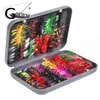 Fly Fishing Flies Kit 100pcs 20 Colors Lures Bass Salmon Trouts Dry/Wet Feather Bait Tackle 211222