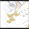 & Pendants Jewelrybutterfly Pendant Necklace For Women Zircon Long Chian Winding Neck Gold Color Choker Jewelry Gift Bijoux Femme Mujer Neckl