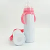 미국 창고! 8oz 승화 텀블러 blank sippy cup water milk bottle mug 핸들 핑크색 블루 스테인리스 스틸 어린이 병 유아 1-5 빠른 배송