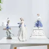 VILEAD Ceramic Ballet Girl Statue Figurines Fairy Garden Skirt Modern Beauty Sculpture Wedding Decoration Interior Home Decor 211118