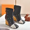 rivet boots woman cowhide zipper Metal buckle designer shoe ankle boot Leather lady High Heels fashion Autumn winter Thick heel women shoes