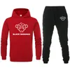 Mäns Tröjor Varumärkesbrev Skriv ut svarta bananer Två stycken Satser Hooded Tracksuit Män / Kvinnor Sportkläder Hoodies + Sweatpants Jogg