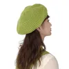 Automne Winter tricot béret femelle japonaise sœur douce mignon chapeaux britanniques peintre couleurs douces caps noir vert jaune nouveau 20201