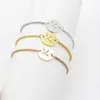 Bangle Stainles Bracciale in acciaio con lettera per donna 26 Alfabeto semplice regolabile con nome iniziale Bracciali Pulseras Mujer Gioielli Melv22