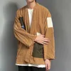 Japonia Style Mężczyźni Sztrukloy Kimono Kurtka Kolor Blokowanie Łatka Projekt Drop Ramię Haori Oversize Luźne Cienkie Płaszcz 210927