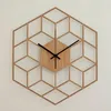 벽시계 육각형 기하학 배터리 운영 대형 대나무 나무 석영 침실 선물 홈 장식 사무실 현대적인 조용한 시계