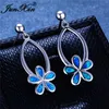 Dangle Chandelier White Gold Cute Rainbow Flower Drop Earrings For Women Blue Purple Fire Opal Wedding Prom Jewelry3398135