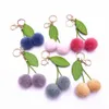 10 pezzi/lotto portachiavi da donna ciliegia con foglie portachiavi peluche carino sacchetto di frutta decorazioni pendenti per accessori per ragazze