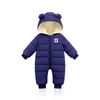 Autumn and Winter Children Jumpsuits Velvet Padded Down Cotton Jumpsuit for Boys and Girls Hooded Climbing Clothes