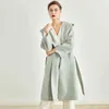 Max 2022 Nieuwe trendy merk Mara Damesjas Hooded Bathrobe Dubbelzijdig Tweed Jas Vrouwen Lace-up Amerikaanse maat