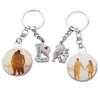 Romantic Sublimation Blank Couple Keychain Pendant Party Favor Heat Transfer Heart Shaped Keychains SN3345