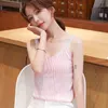 Camis da donna estate coreana solida canotte top sexy scollo a V senza maniche in chiffon camicia abbigliamento 820H 210420